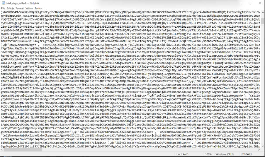 Rysunek 7 - Zobfuskowana zawartość stage'a nr 3, bezpośrednio po pobraniu z uzyskanego wcześniej URL